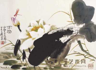 吴玉梅 荷趣 镜心 40×54cm
